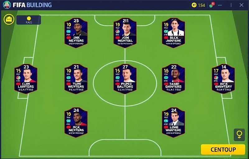 FIFA Mobile team building FIFA Mobile team building interface showing player cards and chemistry